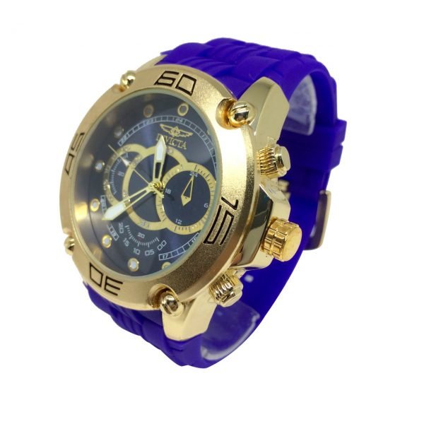 Relógio Invicta Dourado pulseira azul royal - Image 4