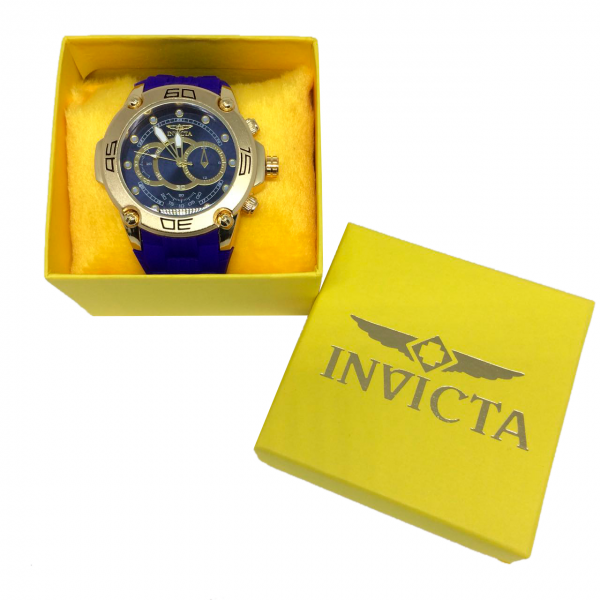 Relógio Invicta Dourado pulseira azul royal