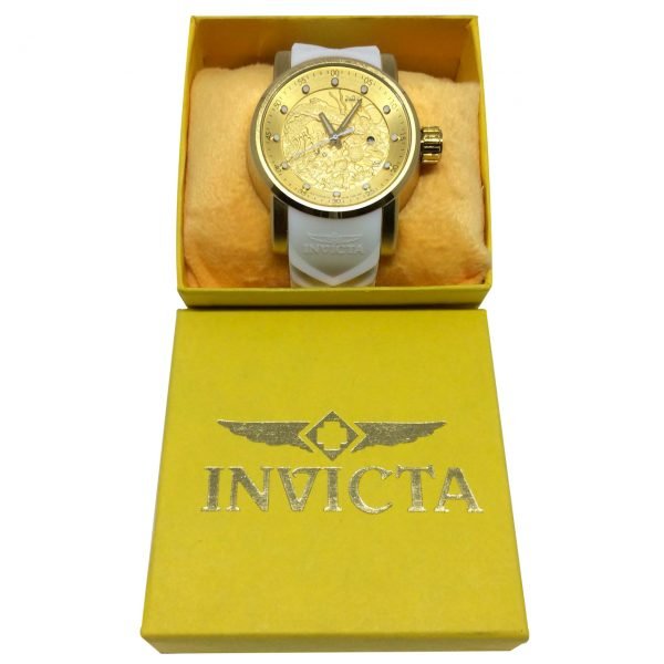 Relógio Invicta Yakuza Dourado Pulseira Branca