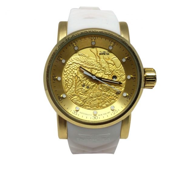 Relógio Invicta Yakuza Dourado Pulseira Branca - Image 3