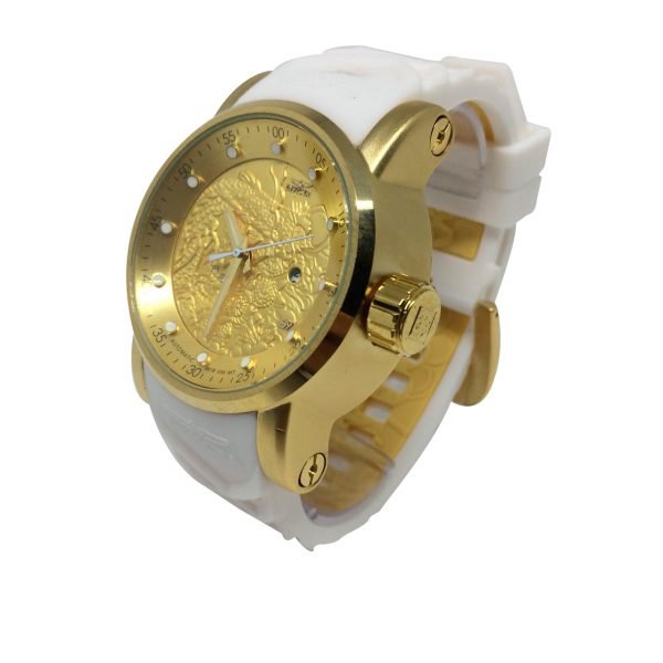 Relógio Invicta Yakuza Dourado Pulseira Branca - Image 2