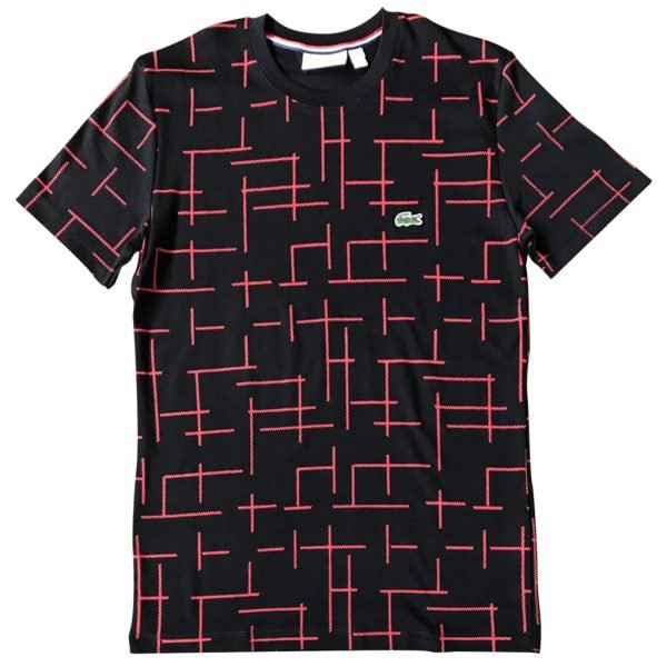 Camiseta Lacoste Preta Sport com Vermelho